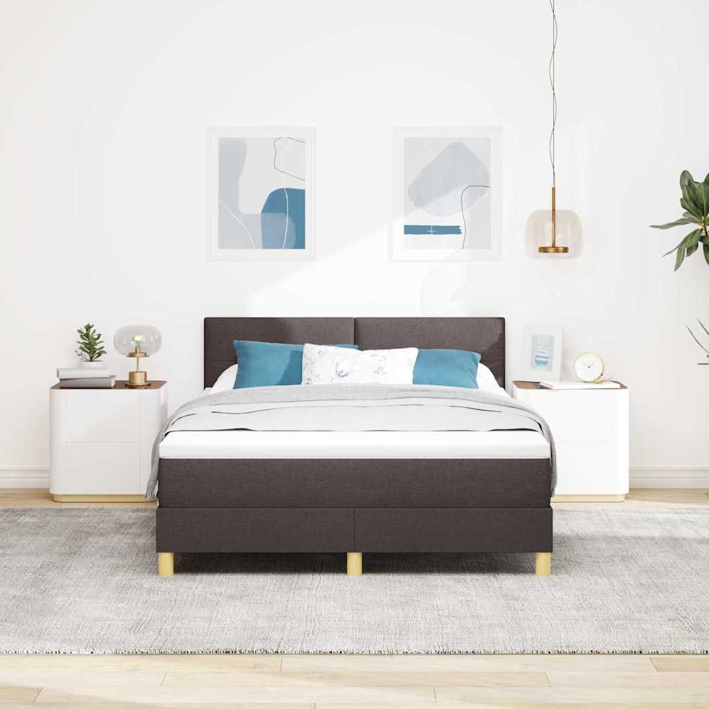 LED Box Spring Bed met hoofdeinde Donkerbruin 160 x 200 cm Stof is nu te koop bij PeponiXL, paradijselijk wonen!