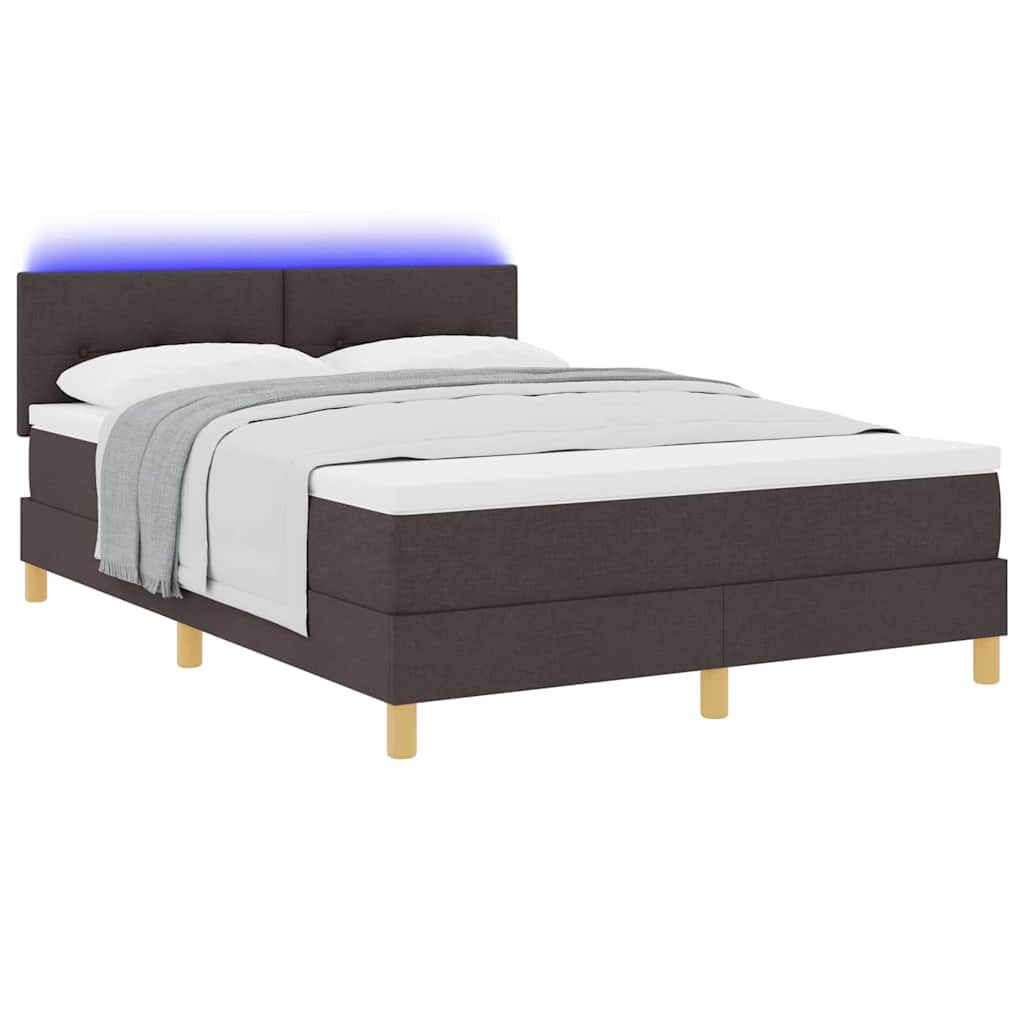 LED Box Spring Bed met hoofdeinde Donkerbruin 160 x 200 cm Stof is nu te koop bij PeponiXL, paradijselijk wonen!