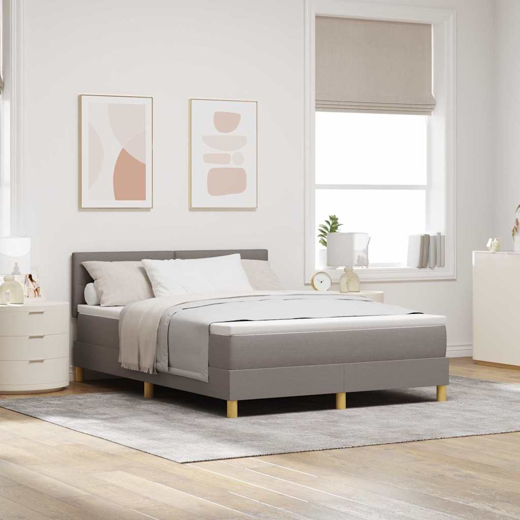 LED Box Spring Bed met hoofdeinde Taupe 160 x 200 cm Stof is nu te koop bij PeponiXL, paradijselijk wonen!