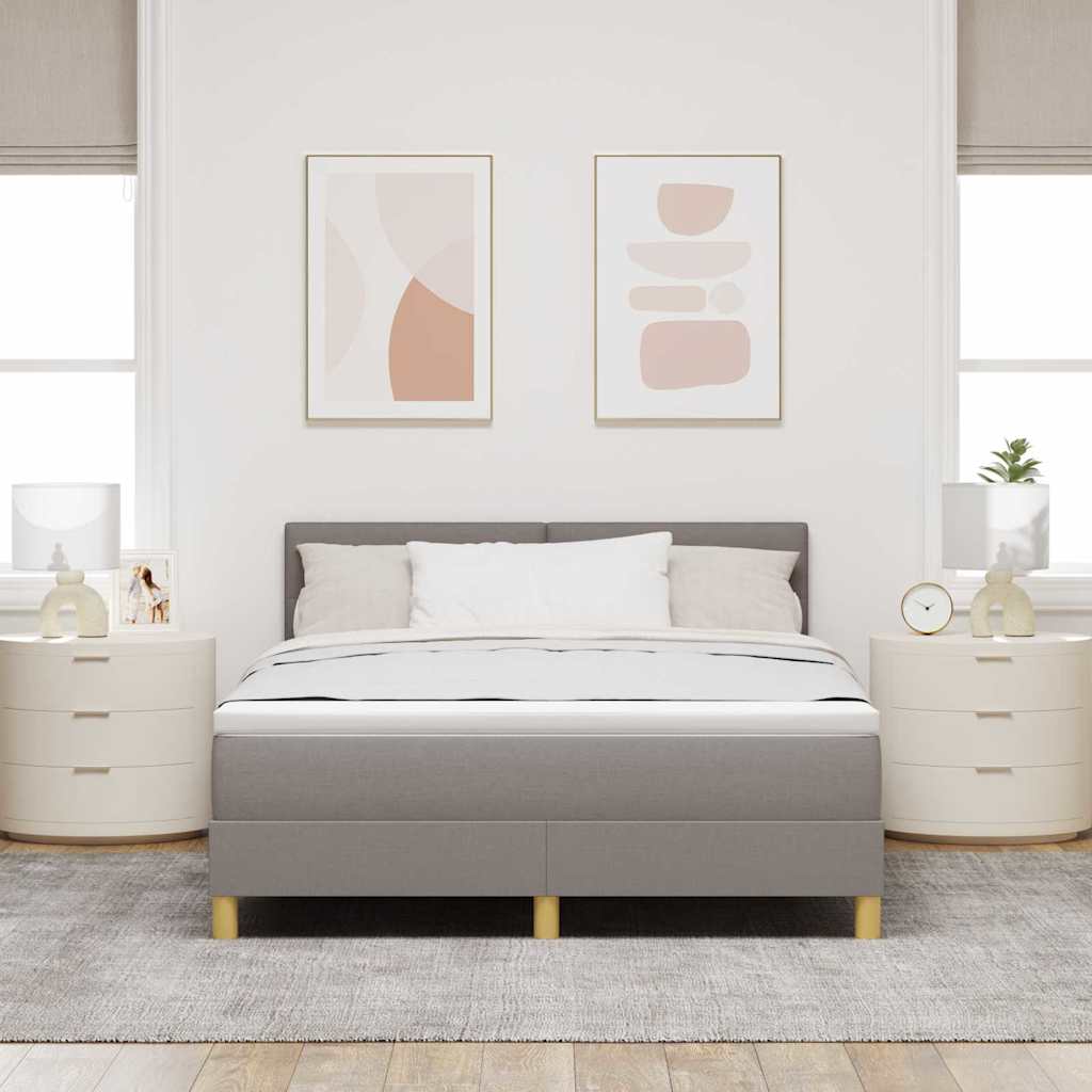 LED Box Spring Bed met hoofdeinde Taupe 160 x 200 cm Stof is nu te koop bij PeponiXL, paradijselijk wonen!