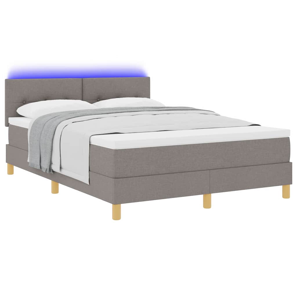 LED Box Spring Bed met hoofdeinde Taupe 160 x 200 cm Stof is nu te koop bij PeponiXL, paradijselijk wonen!
