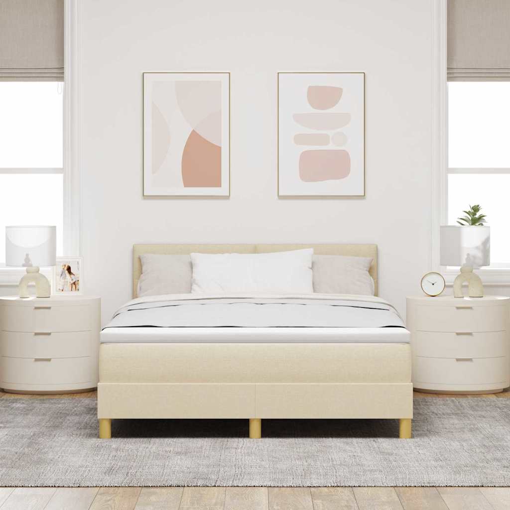 LED Box Spring Bed met hoofdeinde Crème 160 x 200 cm Stof is nu te koop bij PeponiXL, paradijselijk wonen!