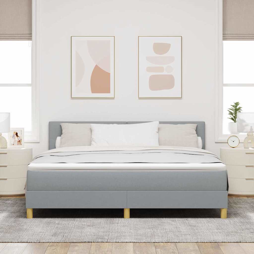 LED Box Spring Bed met hoofdeinde Lichtgrijs 180 x 200 cm Stof is nu te koop bij PeponiXL, paradijselijk wonen!