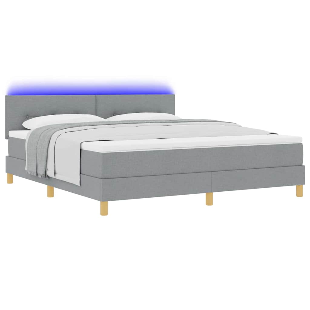 LED Box Spring Bed met hoofdeinde Lichtgrijs 180 x 200 cm Stof is nu te koop bij PeponiXL, paradijselijk wonen!