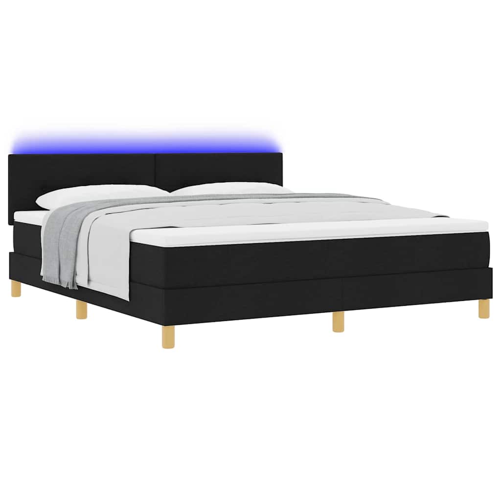 LED Box Spring Bed met hoofdeinde Zwart 180 x 200 cm Stof