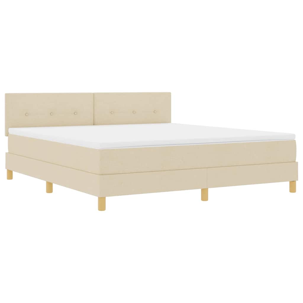 LED Box Spring Bed met hoofdeinde Crème 180 x 200 cm Stof is nu te koop bij PeponiXL, paradijselijk wonen!
