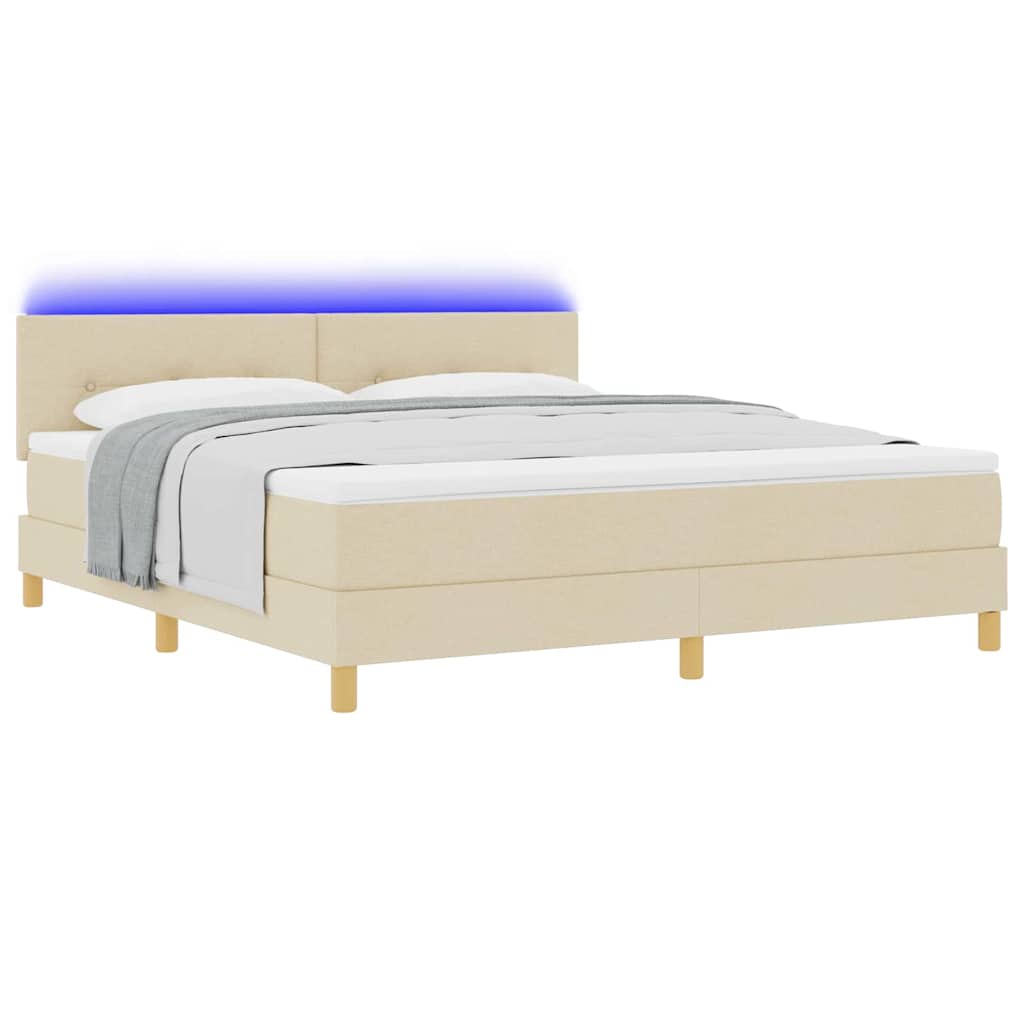 LED Box Spring Bed met hoofdeinde Crème 180 x 200 cm Stof is nu te koop bij PeponiXL, paradijselijk wonen!