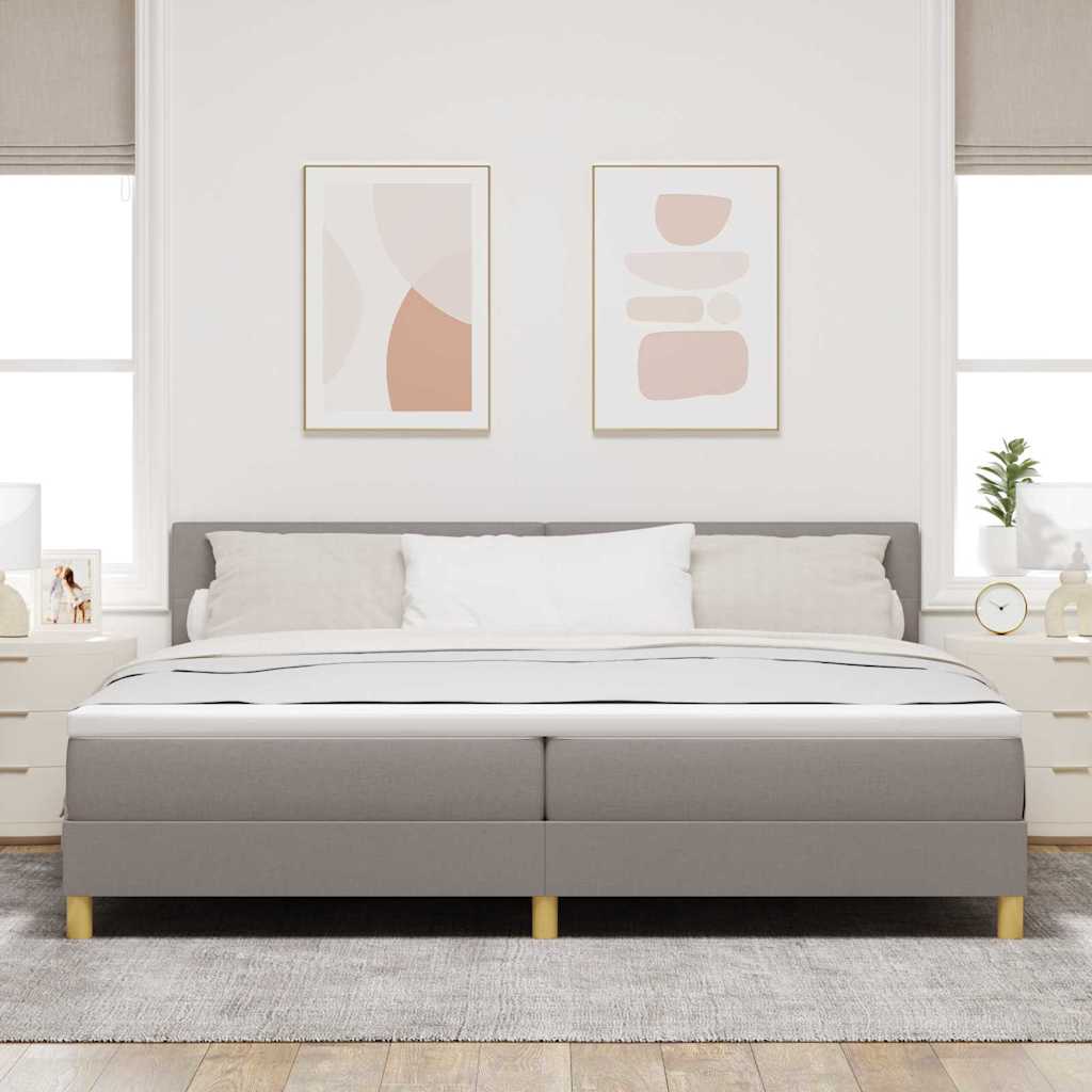 LED Box Spring Bed met kussen Taupe 200 x 200 cm Stof is nu te koop bij PeponiXL, paradijselijk wonen!