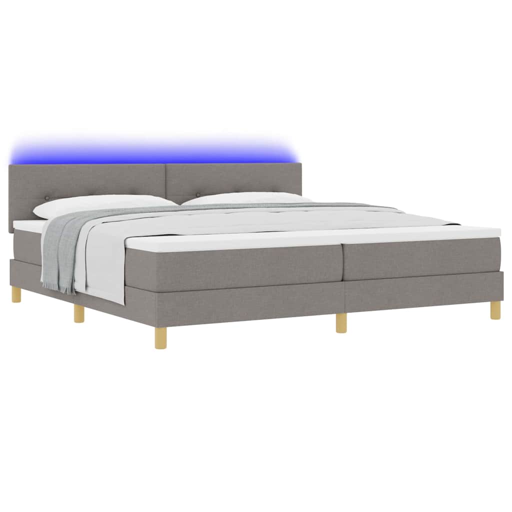 LED Box Spring Bed met kussen Taupe 200 x 200 cm Stof is nu te koop bij PeponiXL, paradijselijk wonen!