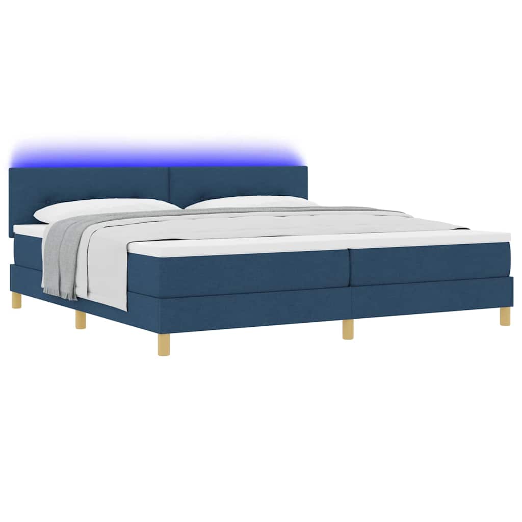 LED Box Spring Bed met hoofdeinde Blauw 200 x 200 cm Stof is nu te koop bij PeponiXL, paradijselijk wonen!