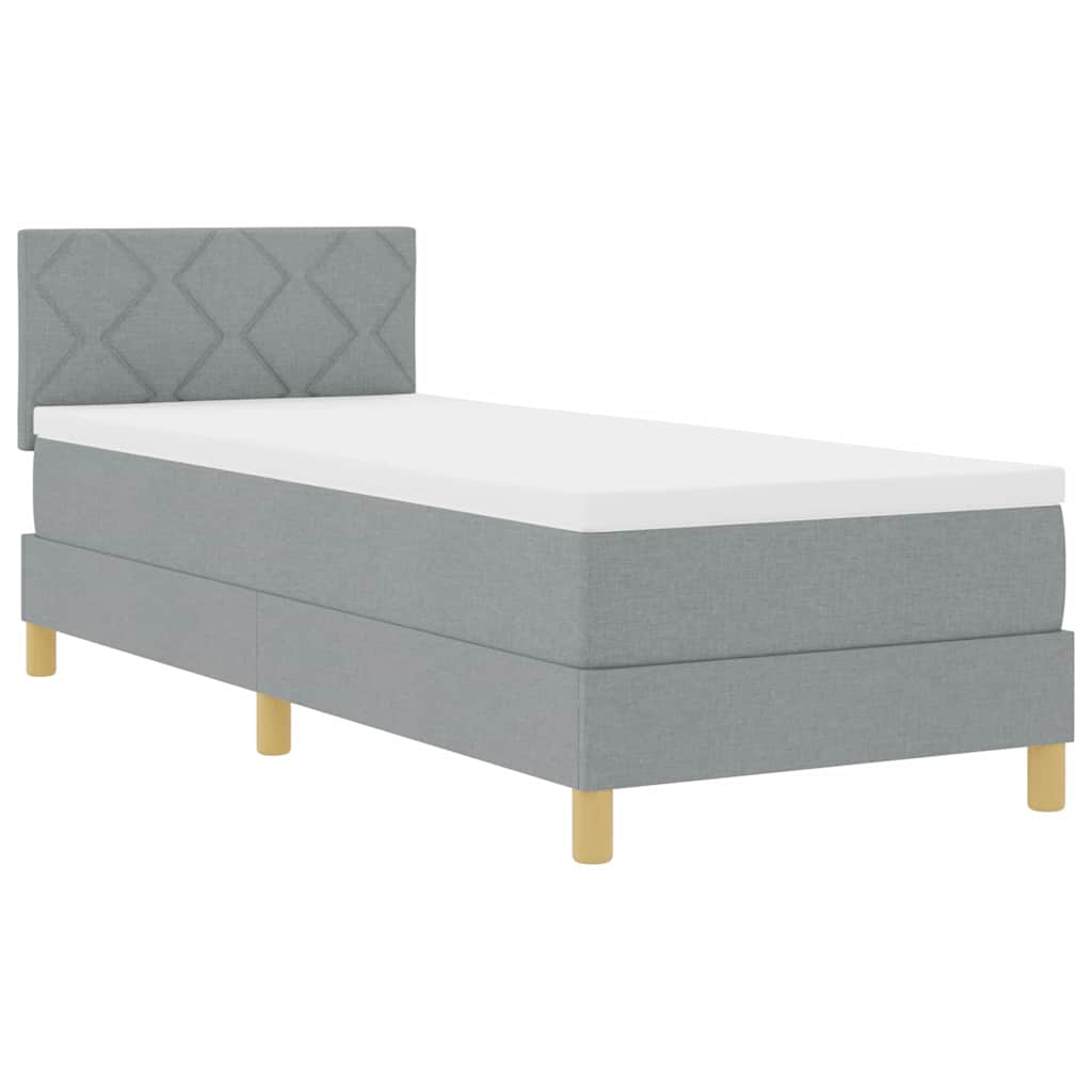 LED Box Spring Bed met hoofdeinde Lichtgrijs 80 x 200 cm Stof is nu te koop bij PeponiXL, paradijselijk wonen!