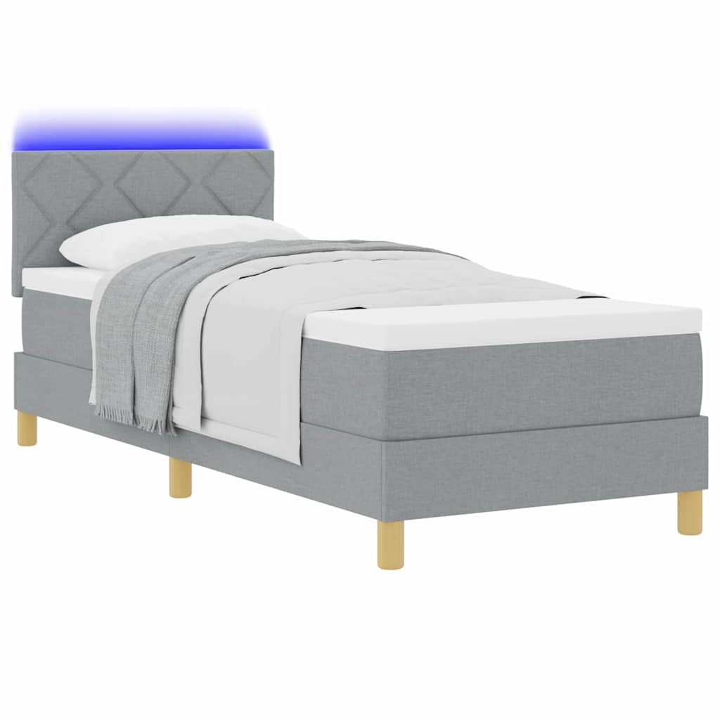 LED Box Spring Bed met hoofdeinde Lichtgrijs 80 x 200 cm Stof is nu te koop bij PeponiXL, paradijselijk wonen!