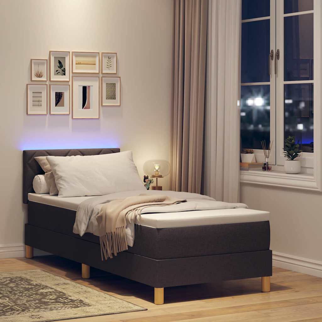 LED Box Spring Bed met hoofdeinde Donkerbruin 80 x 200 cm Stof is nu te koop bij PeponiXL, paradijselijk wonen!