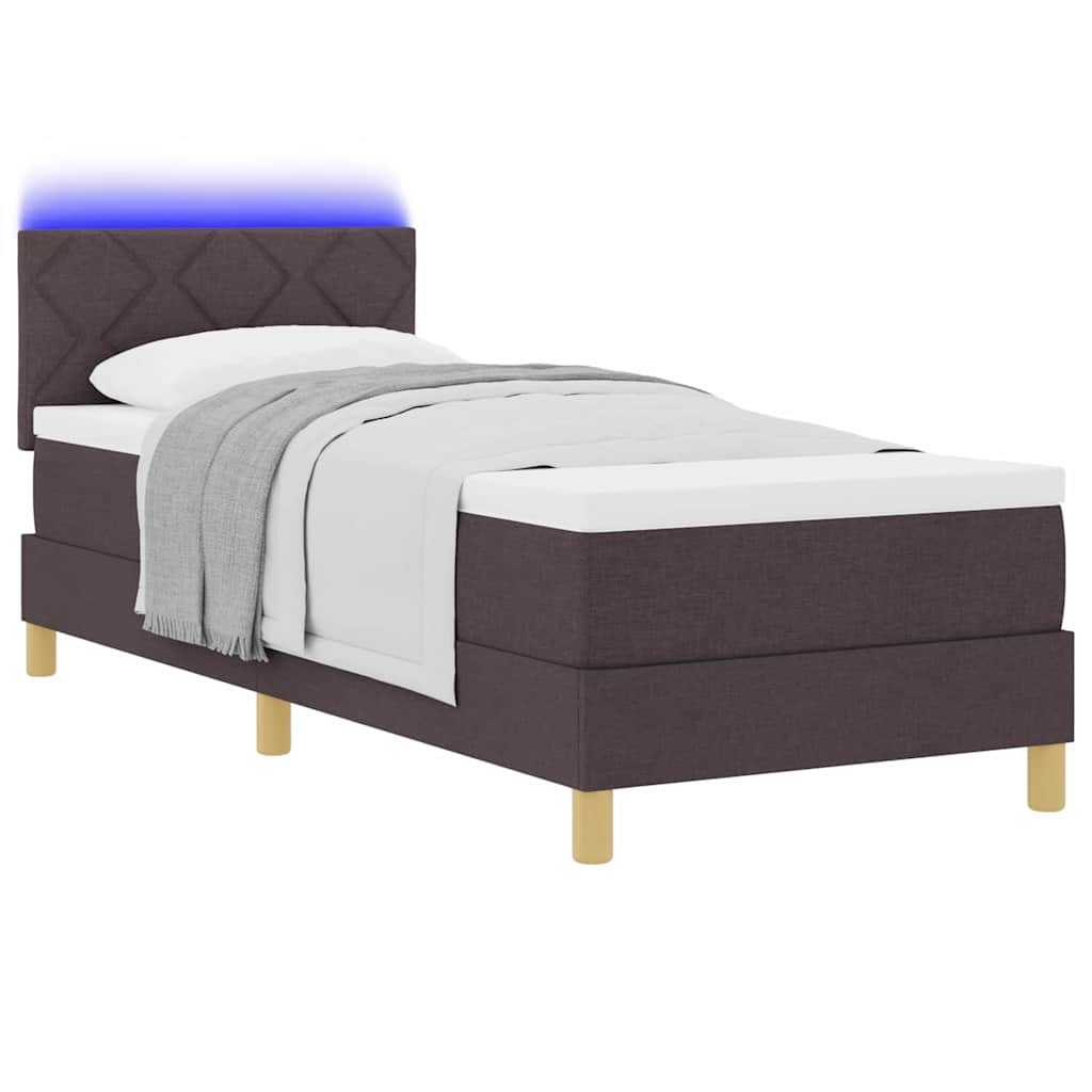 LED Box Spring Bed met hoofdeinde Donkerbruin 80 x 200 cm Stof is nu te koop bij PeponiXL, paradijselijk wonen!