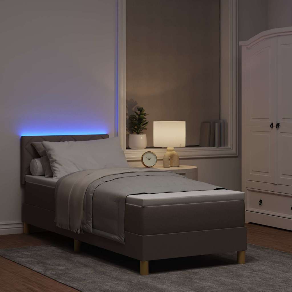 LED Box Spring Bed met hoofdeinde Taupe 80 x 200 cm Stof is nu te koop bij PeponiXL, paradijselijk wonen!
