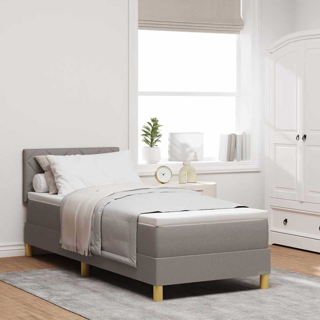 LED Box Spring Bed met hoofdeinde Taupe 80 x 200 cm Stof is nu te koop bij PeponiXL, paradijselijk wonen!
