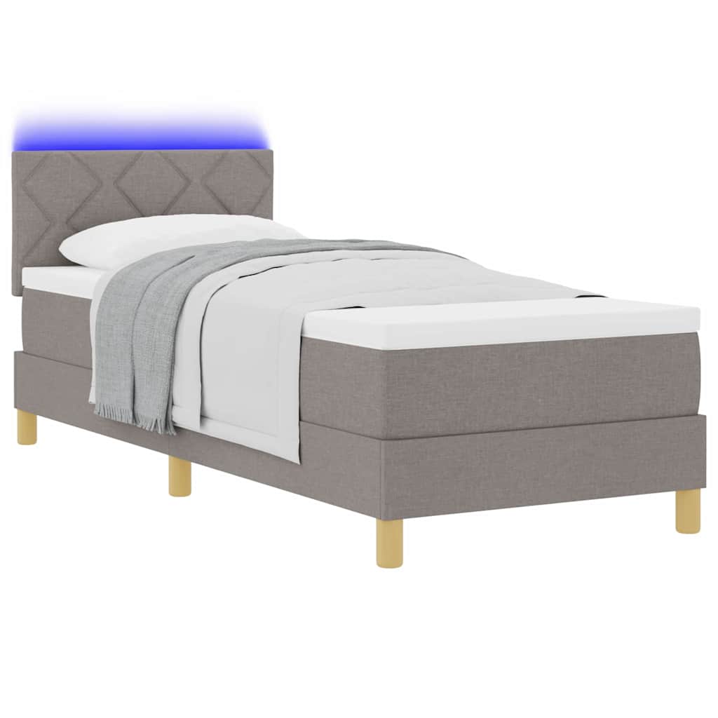 LED Box Spring Bed met hoofdeinde Taupe 80 x 200 cm Stof is nu te koop bij PeponiXL, paradijselijk wonen!