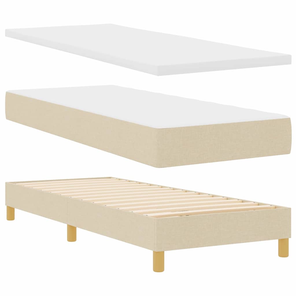 LED Box Spring Bed met hoofdeinde Crème 80 x 200 cm Stof is nu te koop bij PeponiXL, paradijselijk wonen!