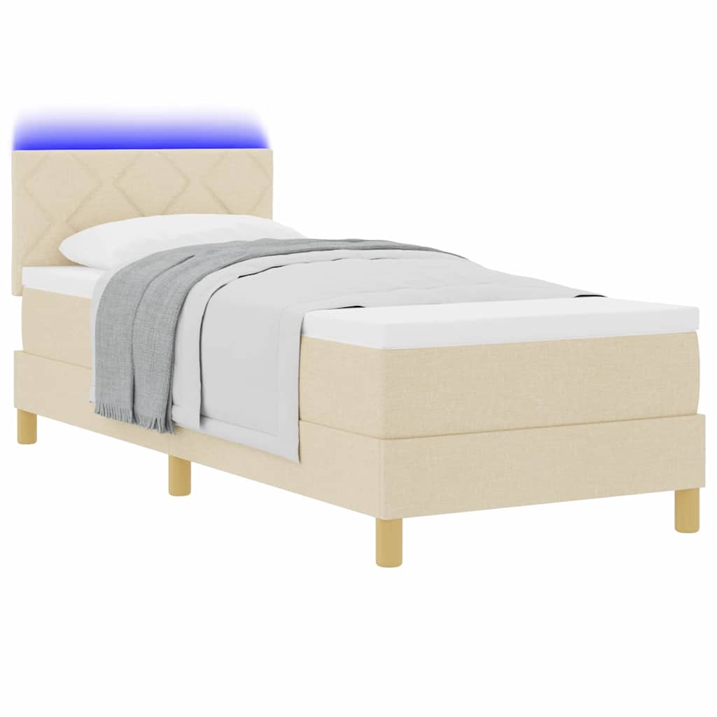 LED Box Spring Bed met hoofdeinde Crème 80 x 200 cm Stof is nu te koop bij PeponiXL, paradijselijk wonen!