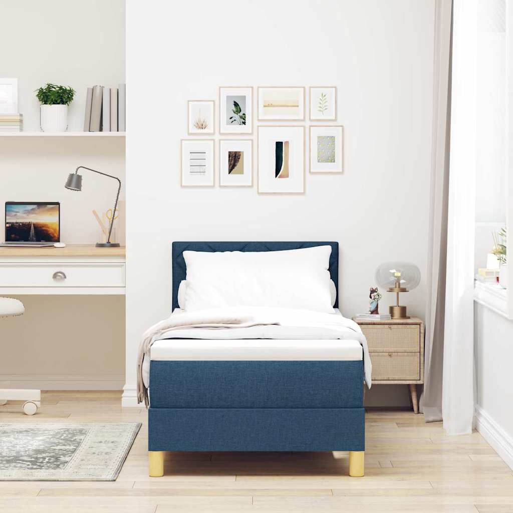 LED Box Spring Bed met hoofdeinde Blauw 80 x 200 cm Stof is nu te koop bij PeponiXL, paradijselijk wonen!