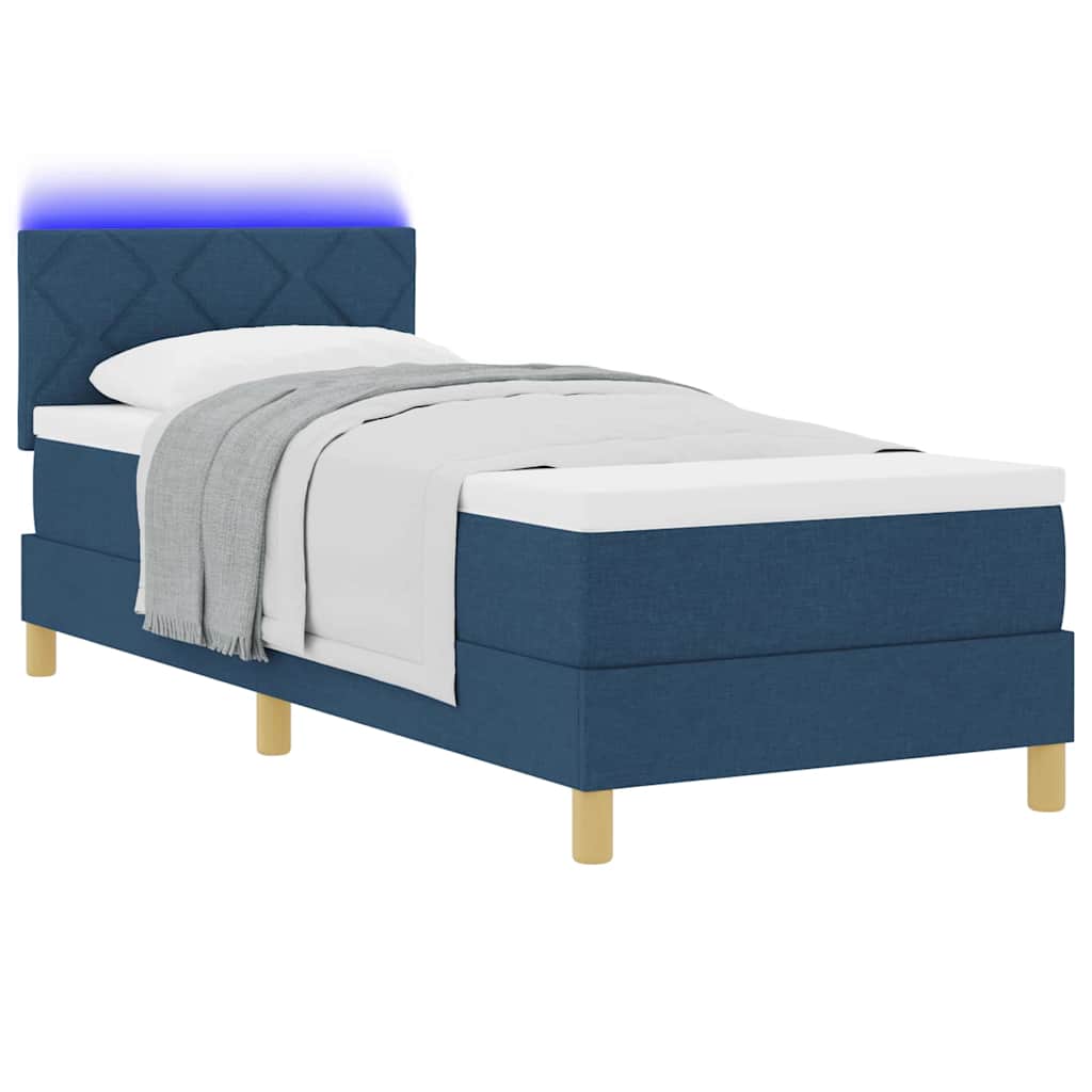 LED Box Spring Bed met hoofdeinde Blauw 80 x 200 cm Stof is nu te koop bij PeponiXL, paradijselijk wonen!