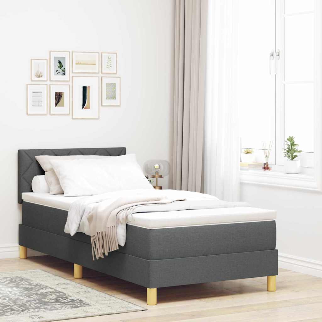 LED Box Spring Bed met hoofdeinde Donkergrijs 90 x 190 cm Stof is nu te koop bij PeponiXL, paradijselijk wonen!