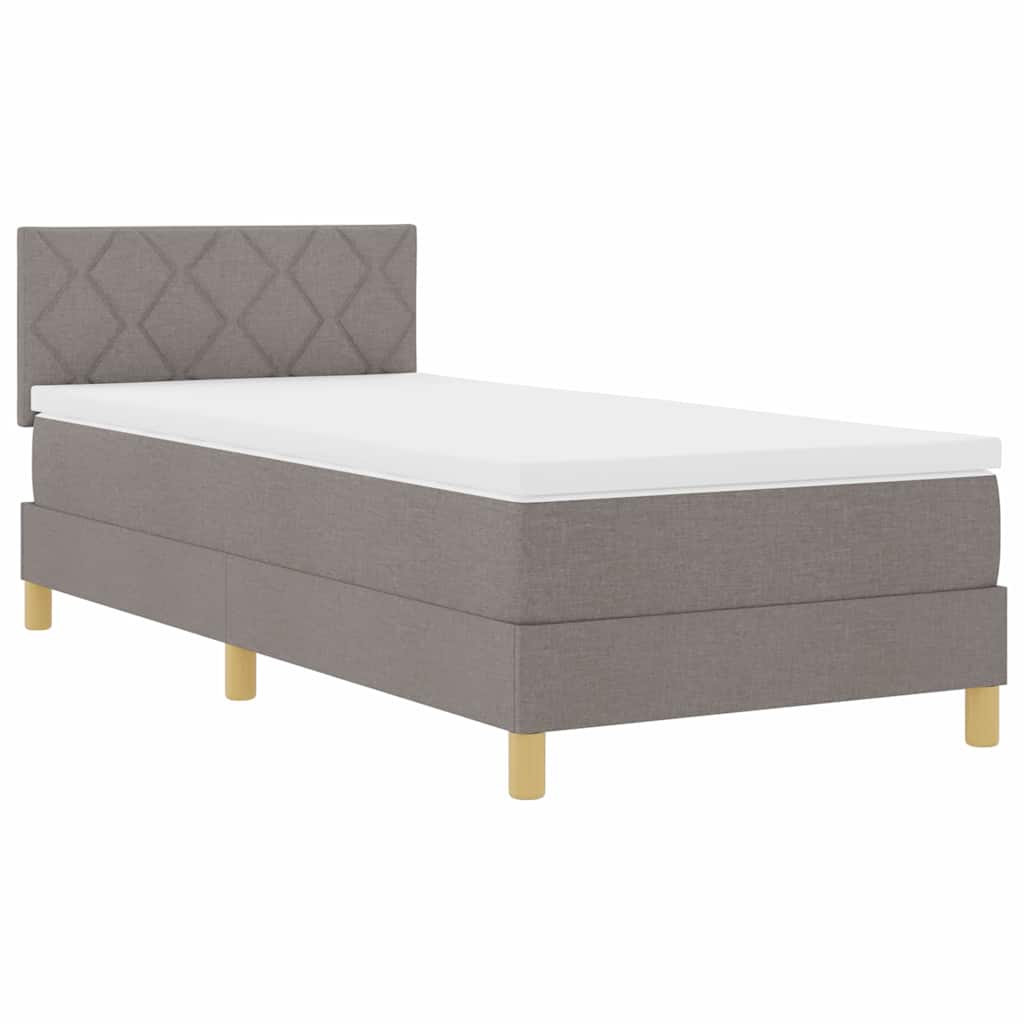 LED Box Spring Bed met hoofdeinde Taupe 90 x 190 cm Stof is nu te koop bij PeponiXL, paradijselijk wonen!