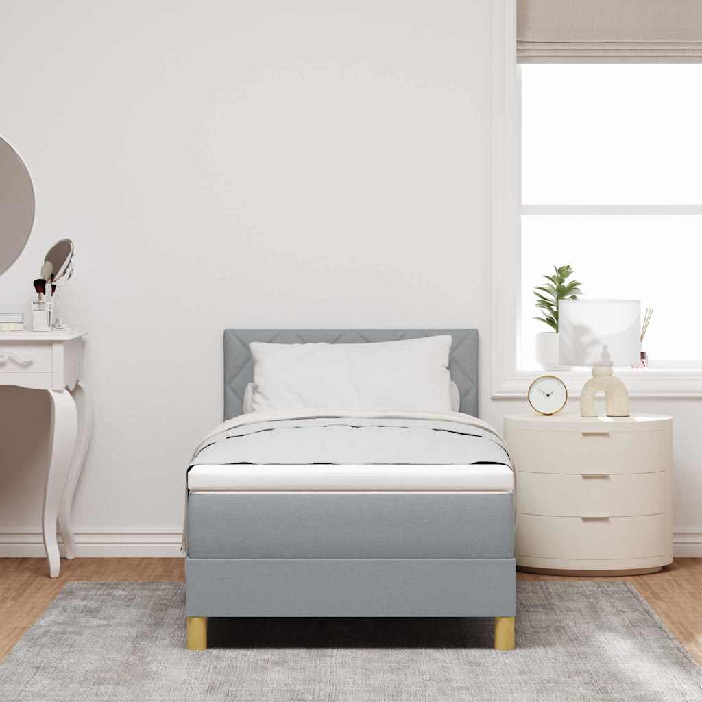 LED Box Spring Bed met hoofdeinde Lichtgrijs 90 x 200 cm Stof is nu te koop bij PeponiXL, paradijselijk wonen!