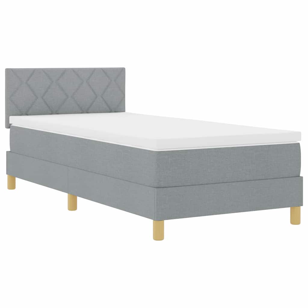 LED Box Spring Bed met hoofdeinde Lichtgrijs 90 x 200 cm Stof is nu te koop bij PeponiXL, paradijselijk wonen!