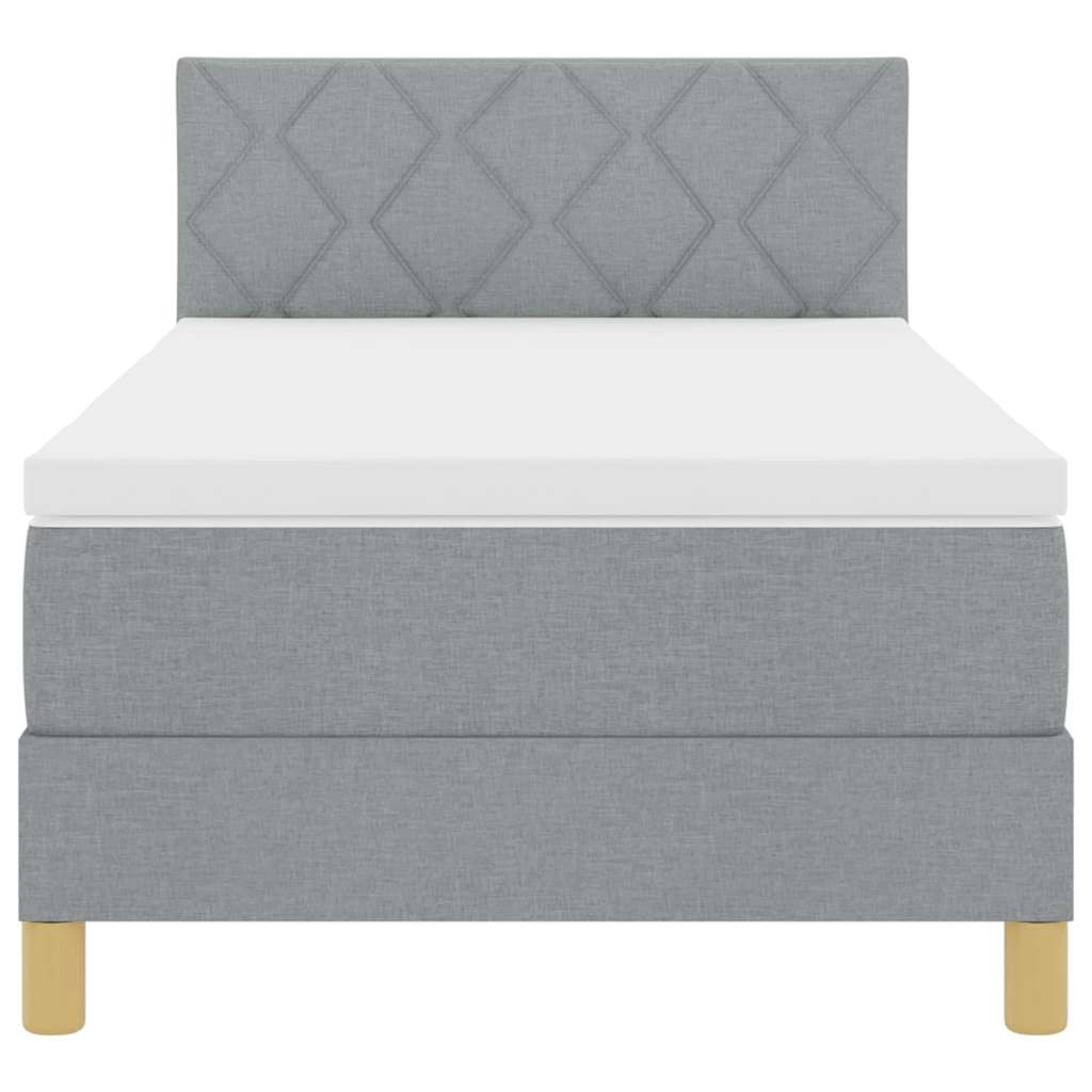 LED Box Spring Bed met hoofdeinde Lichtgrijs 90 x 200 cm Stof is nu te koop bij PeponiXL, paradijselijk wonen!