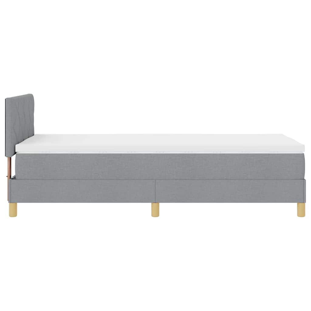 LED Box Spring Bed met hoofdeinde Lichtgrijs 90 x 200 cm Stof is nu te koop bij PeponiXL, paradijselijk wonen!