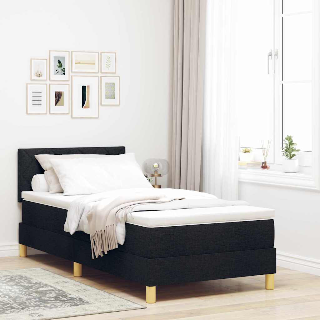 LED Box Spring Bed met hoofdeinde Zwart 100 x 200 cm Stof is nu te koop bij PeponiXL, paradijselijk wonen!