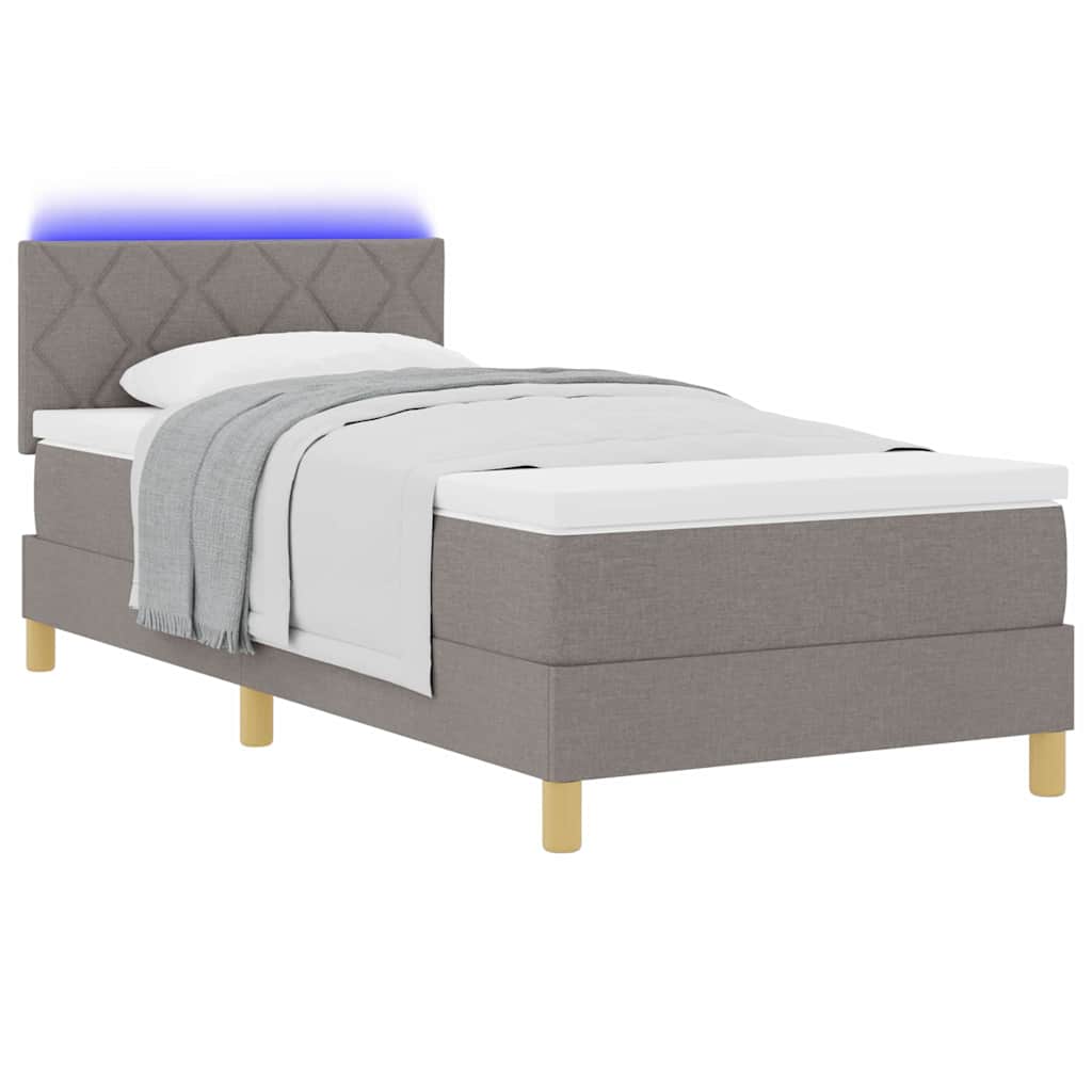 LED Box Spring Bed met hoofdeinde Taupe 100 x 200 cm Stof is nu te koop bij PeponiXL, paradijselijk wonen!