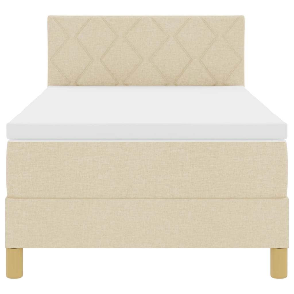 LED Box Spring Bed met kussen Crème 100 x 200 cm Stof is nu te koop bij PeponiXL, paradijselijk wonen!