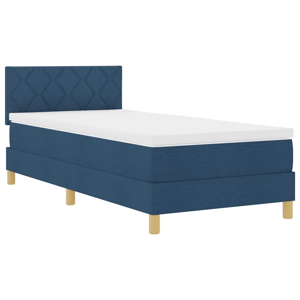 LED Box Spring Bed met hoofdeinde Blauw 100 x 200 cm Stof is nu te koop bij PeponiXL, paradijselijk wonen!