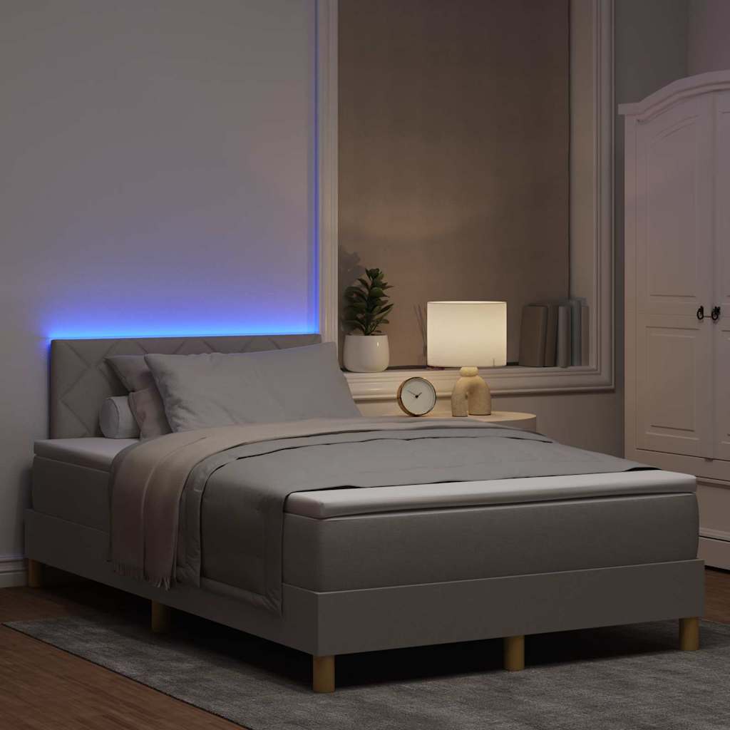 LED Box Spring Bed met hoofdeinde Taupe 120 x 190 cm Stof is nu te koop bij PeponiXL, paradijselijk wonen!