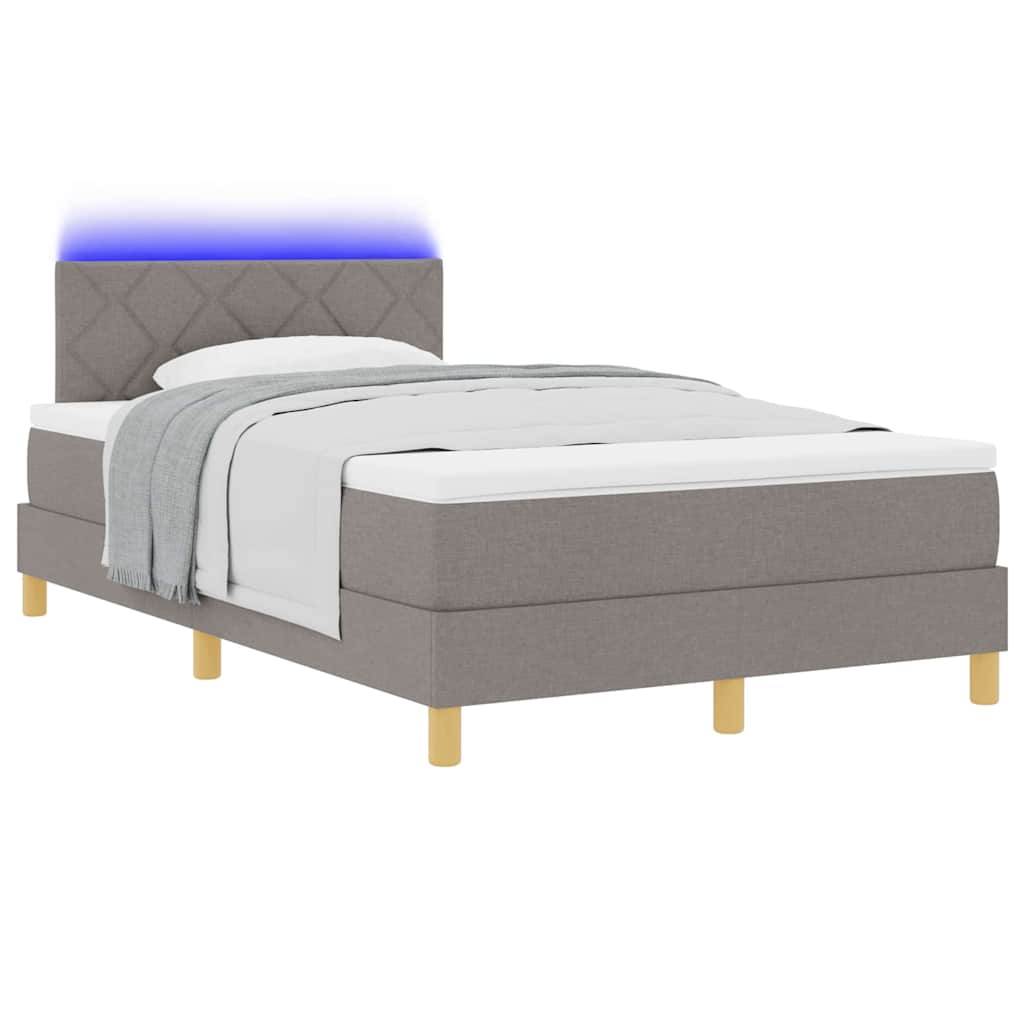 LED Box Spring Bed met hoofdeinde Taupe 120 x 190 cm Stof is nu te koop bij PeponiXL, paradijselijk wonen!