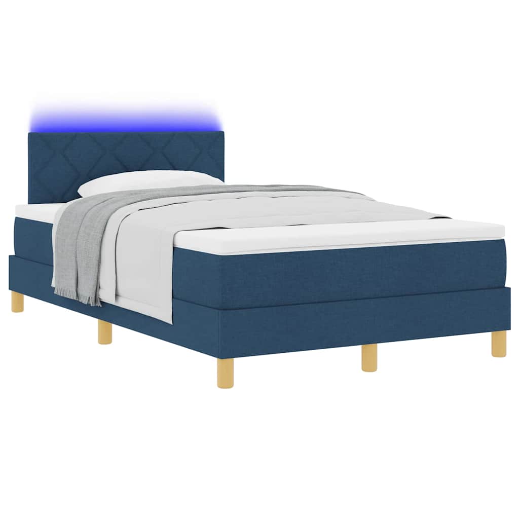LED Box Spring Bed met hoofdeinde Blauw 120 x 190 cm Stof is nu te koop bij PeponiXL, paradijselijk wonen!