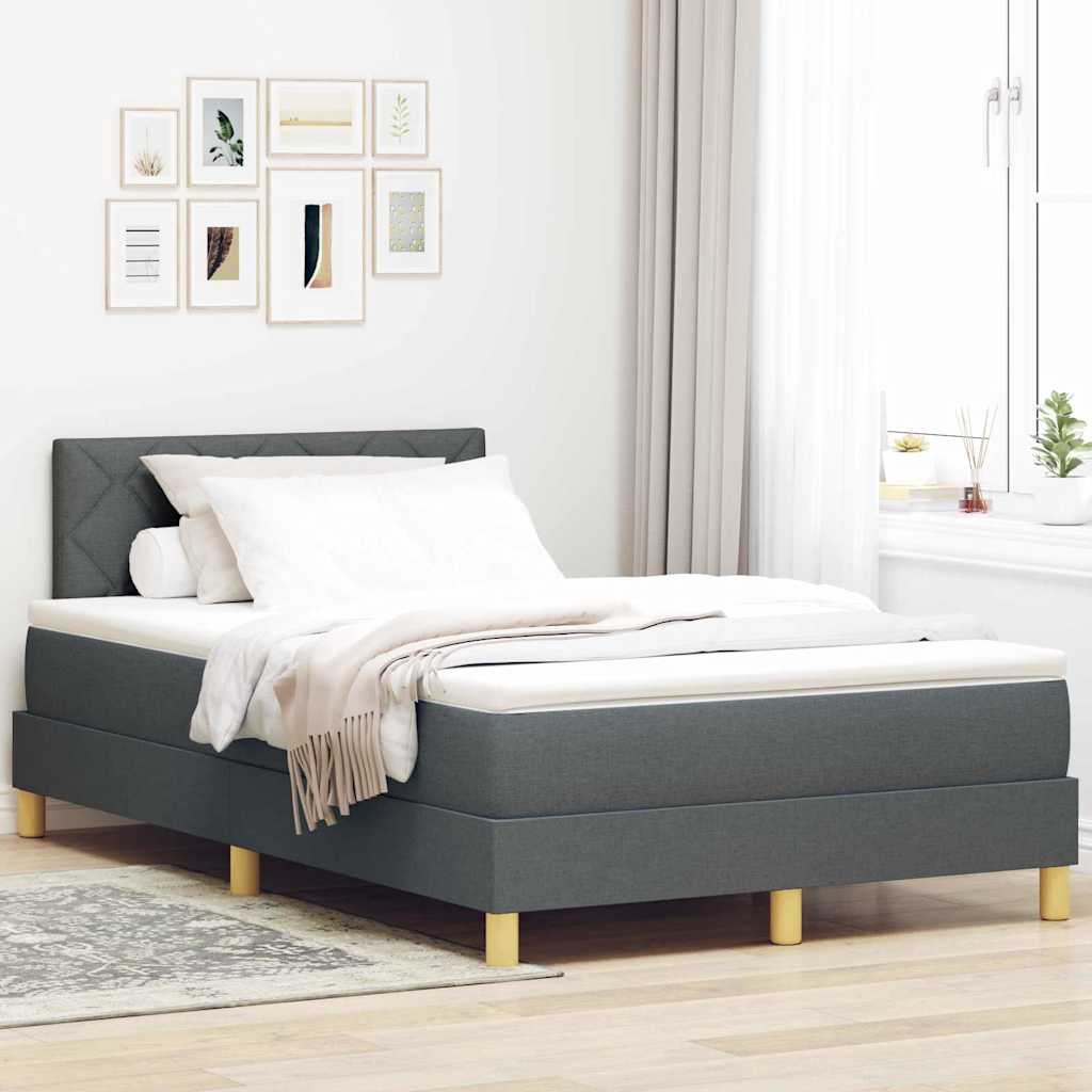 LED Box Spring Bed met hoofdeinde Donkergrijs 120 x 200 cm Stof is nu te koop bij PeponiXL, paradijselijk wonen!