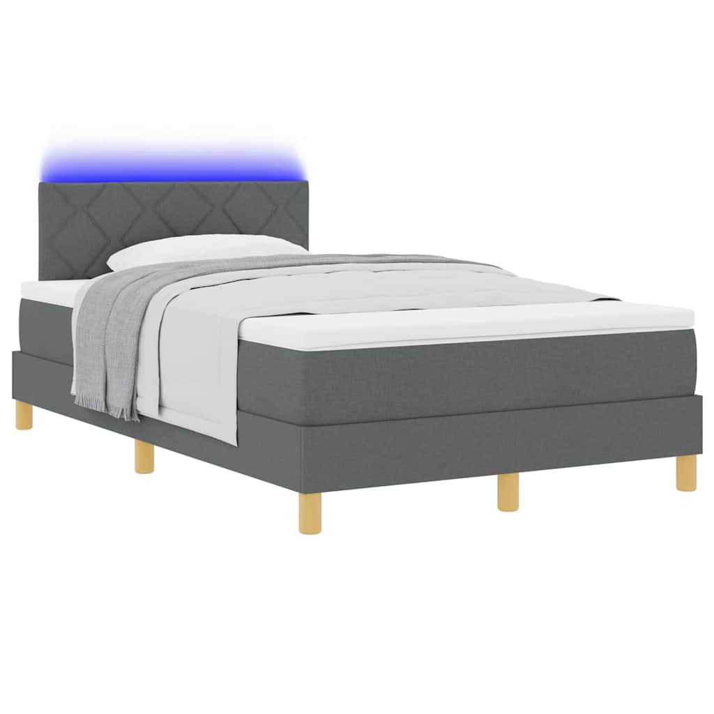 LED Box Spring Bed met hoofdeinde Donkergrijs 120 x 200 cm Stof is nu te koop bij PeponiXL, paradijselijk wonen!