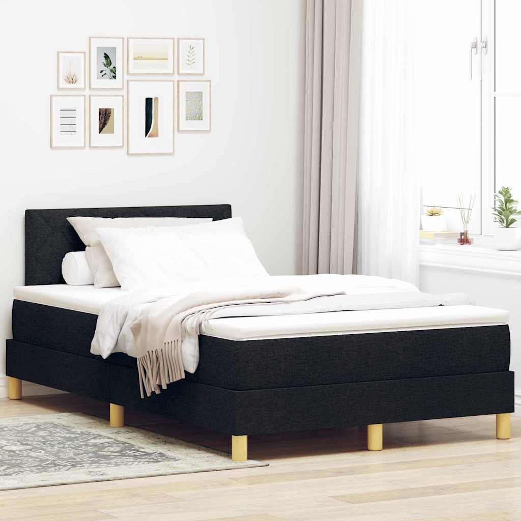 LED Box Spring Bed met hoofdeinde Zwart 120 x 200 cm Stof is nu te koop bij PeponiXL, paradijselijk wonen!