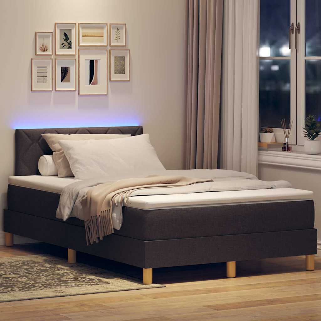 LED Box Spring Bed met hoofdeinde Donkerbruin 120 x 200 cm Stof