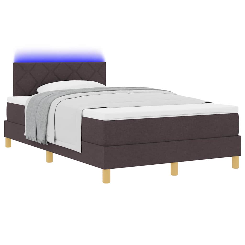 LED Box Spring Bed met hoofdeinde Donkerbruin 120 x 200 cm Stof