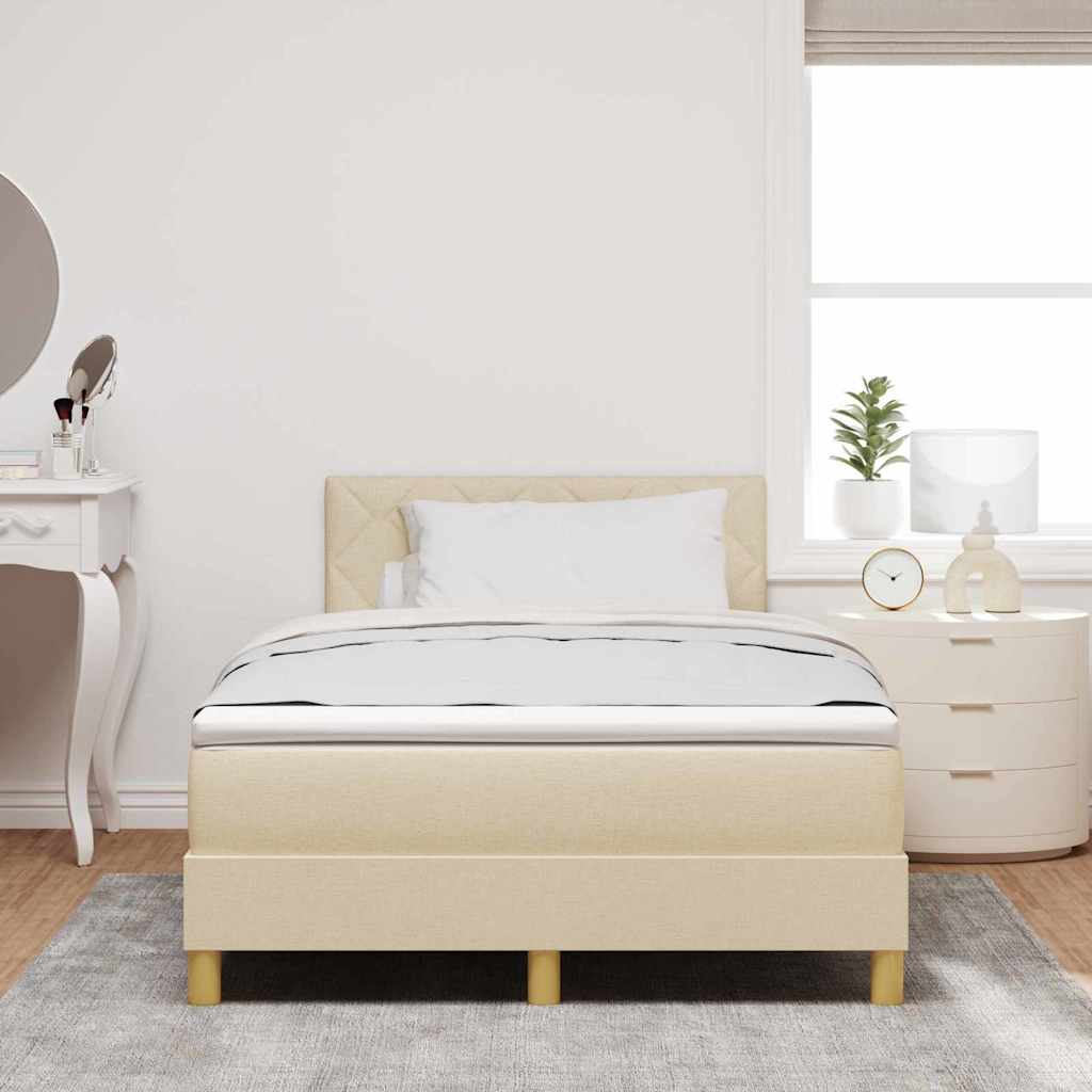 LED Box Spring Bed met hoofdeinde Crème 120 x 200 cm Stof