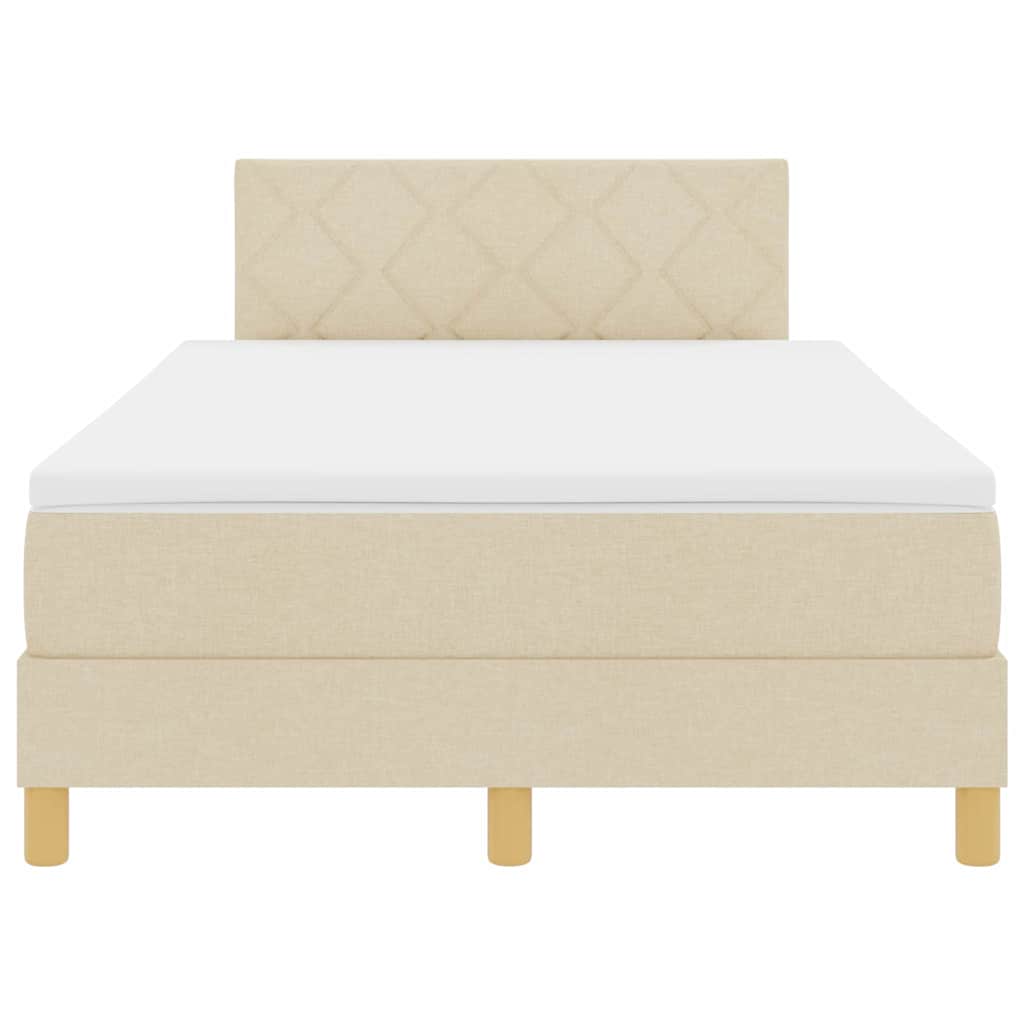 LED Box Spring Bed met hoofdeinde Crème 120 x 200 cm Stof