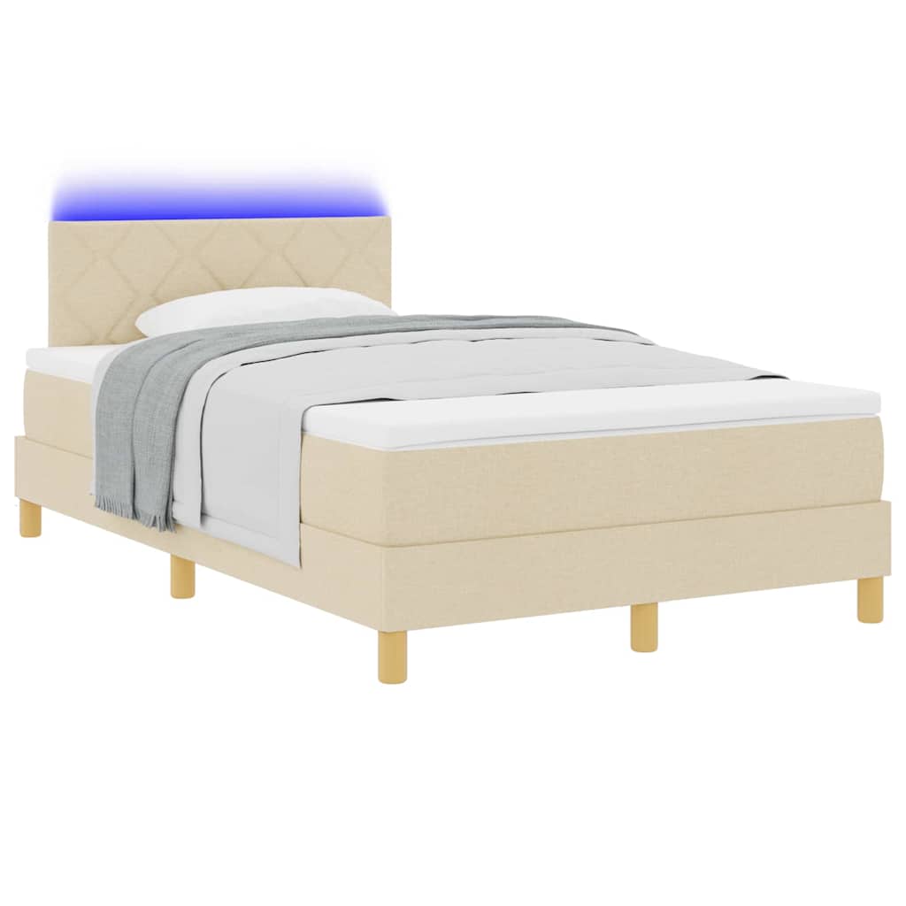 LED Box Spring Bed met hoofdeinde Crème 120 x 200 cm Stof