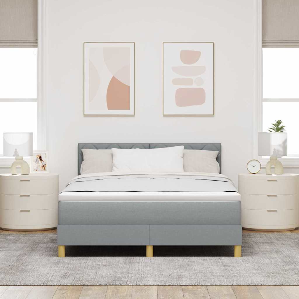 LED Box Spring Bed met hoofdeinde Lichtgrijs 160 x 200 cm Stof is nu te koop bij PeponiXL, paradijselijk wonen!