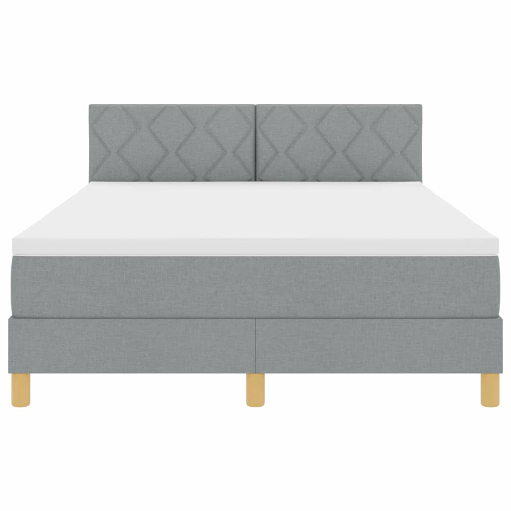 LED Box Spring Bed met hoofdeinde Lichtgrijs 160 x 200 cm Stof is nu te koop bij PeponiXL, paradijselijk wonen!