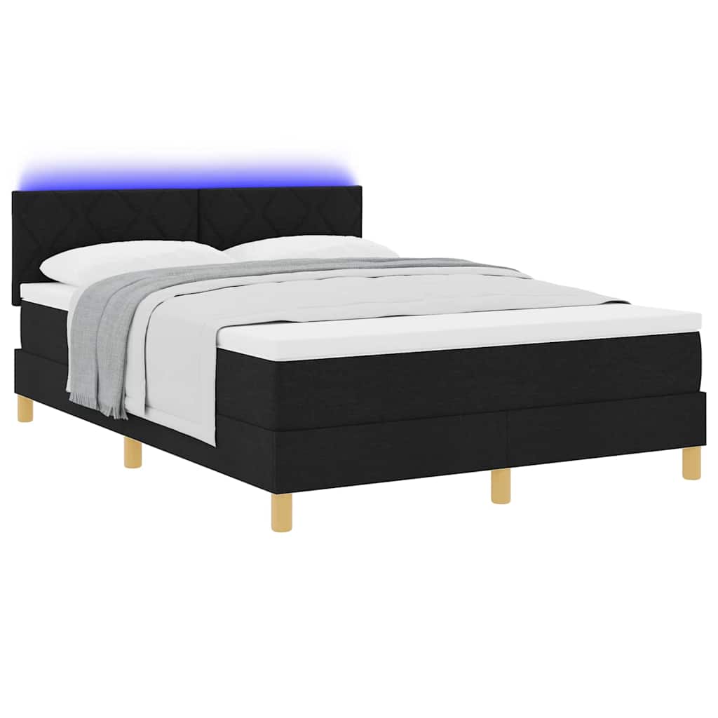 LED Box Spring Bed met hoofdeinde Zwart 160 x 200 cm Stof