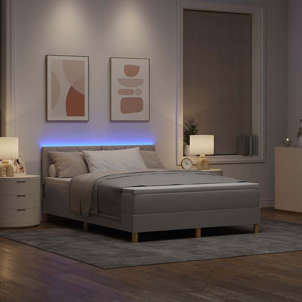 LED Box Spring Bed met hoofdeinde Taupe 160 x 200 cm Stof is nu te koop bij PeponiXL, paradijselijk wonen!